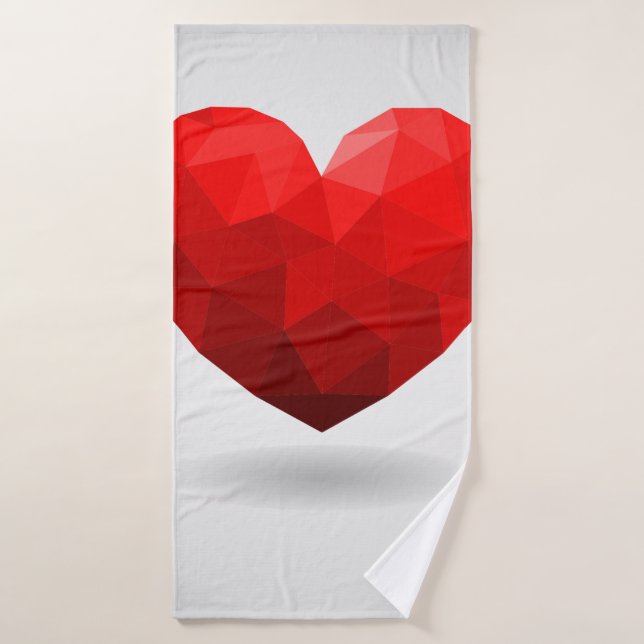 Love heart low poly valentine bath towel (Bath Towel)