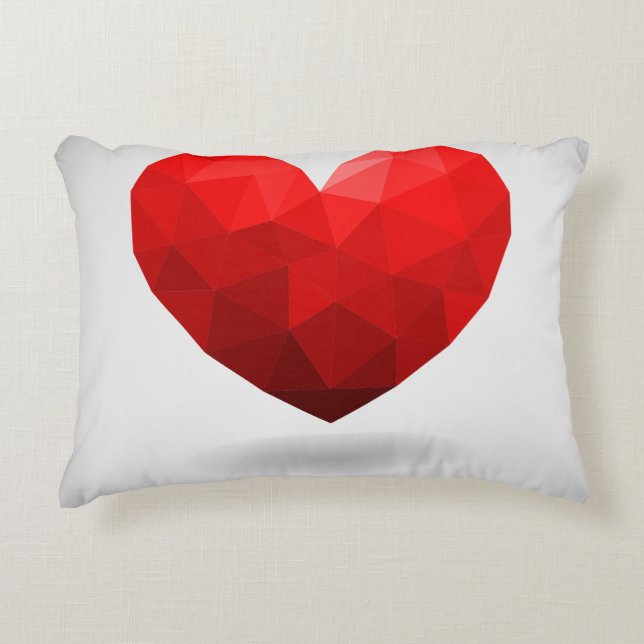 Love heart low poly valentine decorative cushion (Front)