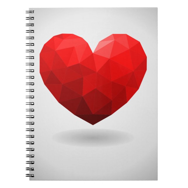 Love heart low poly valentine notebook (Front)