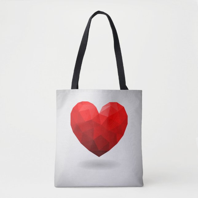 Love heart low poly valentine tote bag (Front)