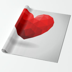 Love heart low poly valentine wrapping paper