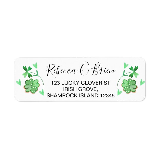 Love Heart Lucky Shamrock Return Address  (Front)