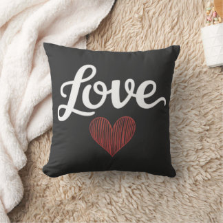 Love Heart Minimal Typography Romantic Design Cushion