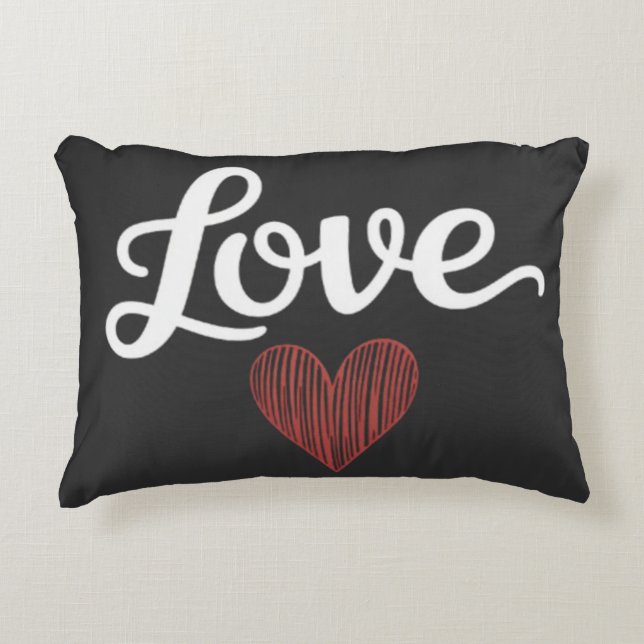 Love Heart Minimal Typography Romantic Design Decorative Cushion (Front)