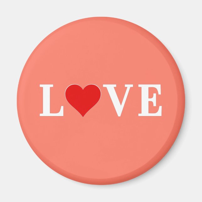 LOVE Heart minimalist simple text based typography Magnet (Front)