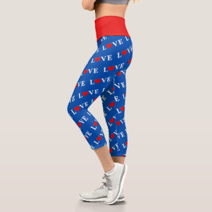 LOVE, Heart, minimalist, text based, typography, Capri Leggings