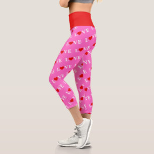 LOVE, Heart, minimalist, text based, typography,   Capri Leggings
