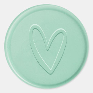 Love Heart Mint Wax Seal Sticker
