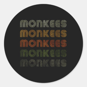 Love Heart Monkees Tee Grunge Vintage Style Black  Classic Round Sticker