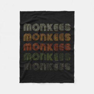 Love Heart Monkees Tee Grunge Vintage Style Black  Fleece Blanket