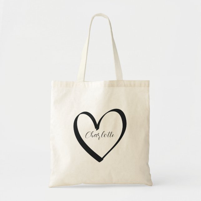 Love Heart Monogram Bridesmaid Wedding Swag Tote Bag (Front)