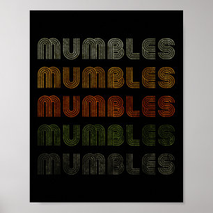 Love Heart Mumbles Tee Grunge Vintage Style Black  Poster