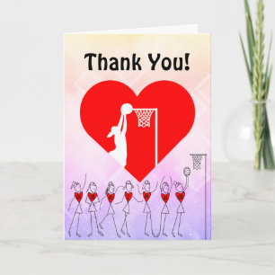 Love Heart Netball Thank You Card