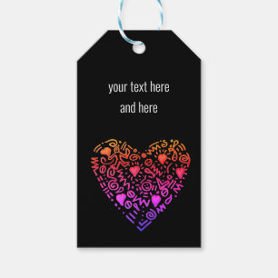 love heart ombre pink purple  gift tags