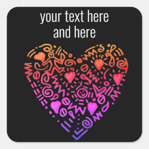 love heart ombre pink purple  square sticker
