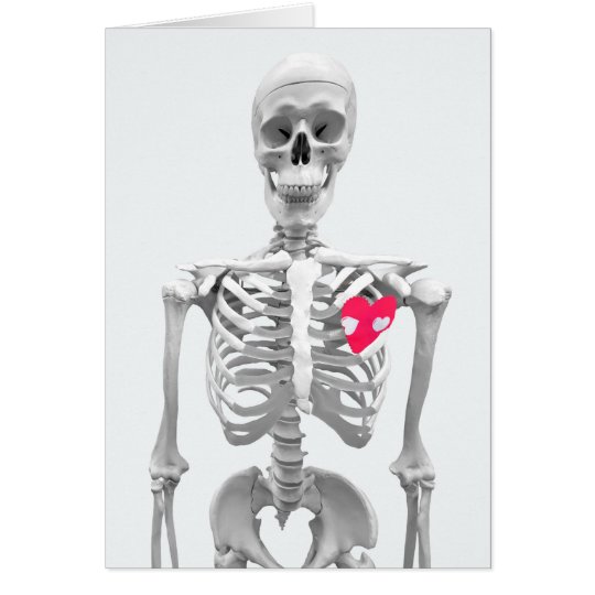 love heart on skeleton card