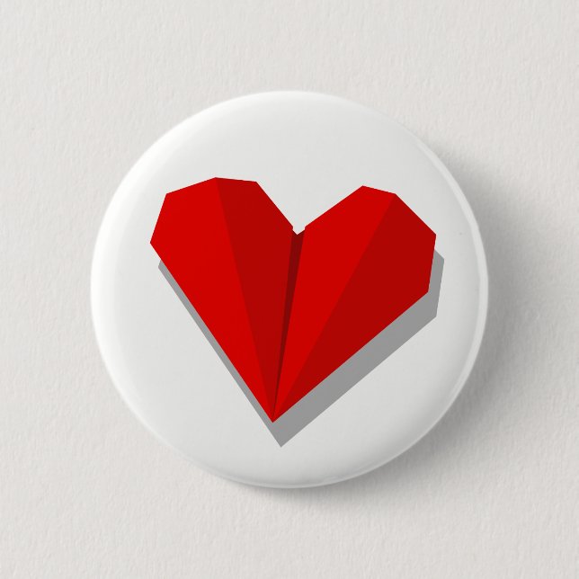 Love Heart Origami Vector Illustration 6 Cm Round Badge (Front)
