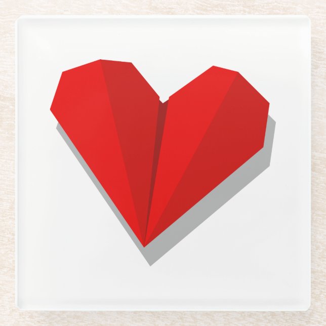 Love Heart Origami Vector Illustration Glass Coaster (Front)