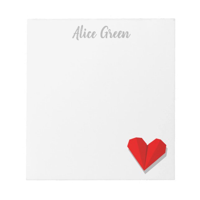 Love Heart Origami Vector Illustration Notepad (Front)