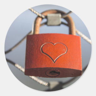 Love Heart Padlock Classic Round Sticker