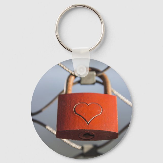 Love Heart Padlock Key Ring (Front)