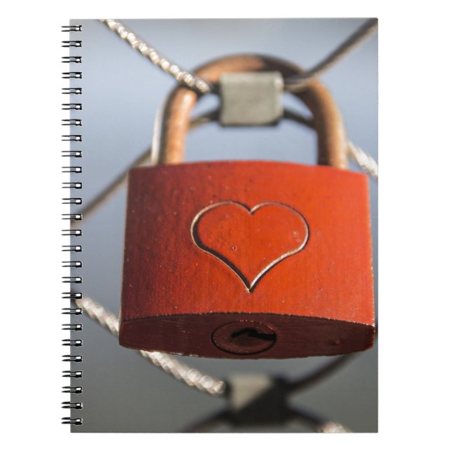 Love Heart Padlock Spiral Notebook (Front)