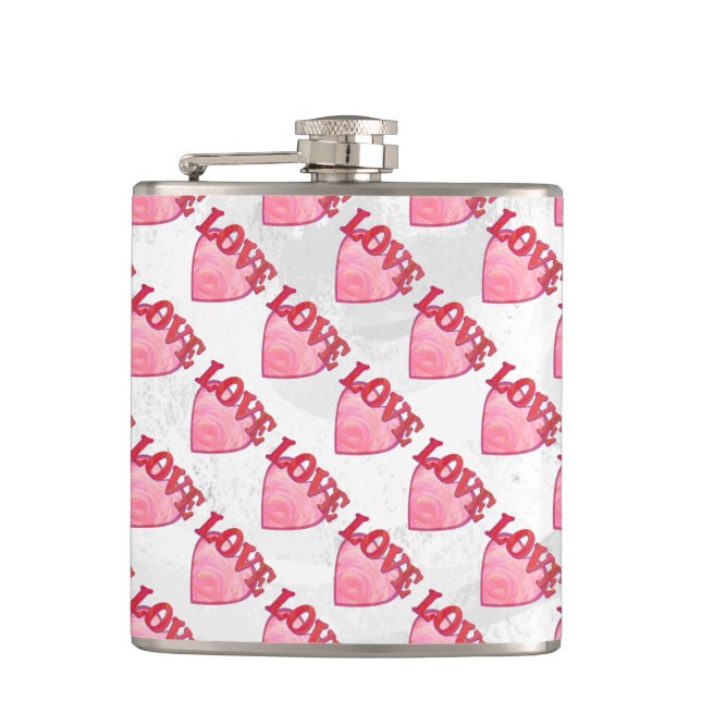 Love Heart Pattern Hip Flask (Front)