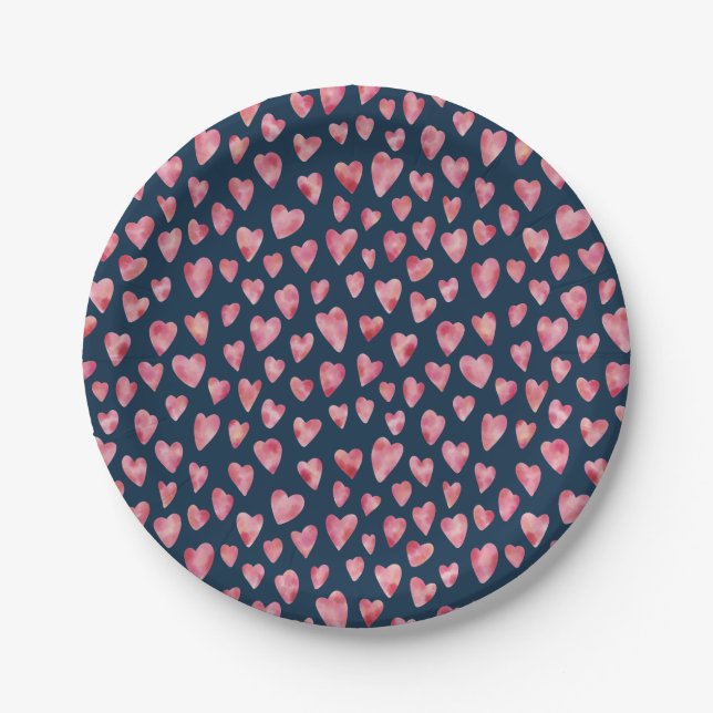 Love Heart Pattern Paper Plate (Front)