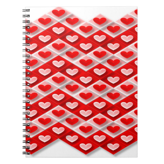 Love Heart Pattern Spiral Notebook (Front)