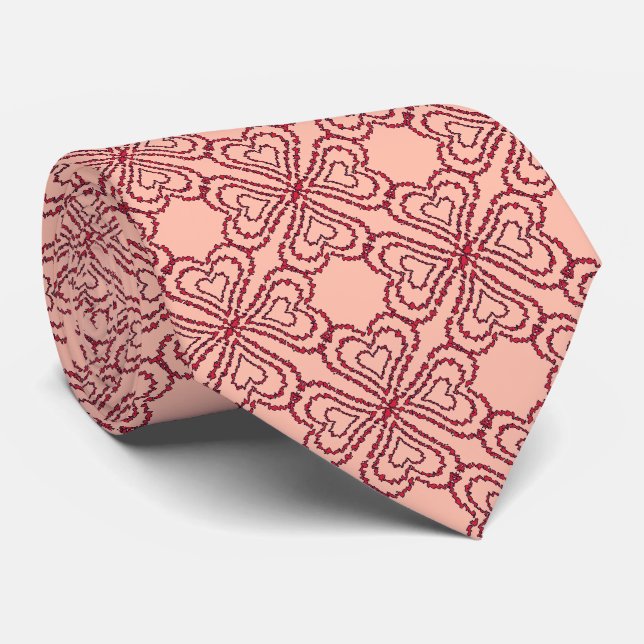 Love Heart Pattern Tie (Rolled)