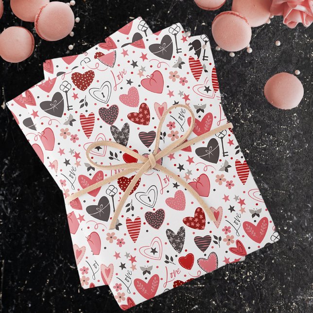 Love Heart Pattern Wrapping Paper Sheet (Creator Uploaded)