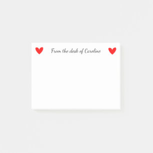 Love Heart Personalised Black And Red Post-it Notes