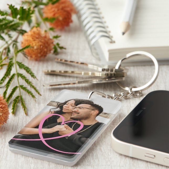 Love heart personalised photo custom made key ring (Front Right)