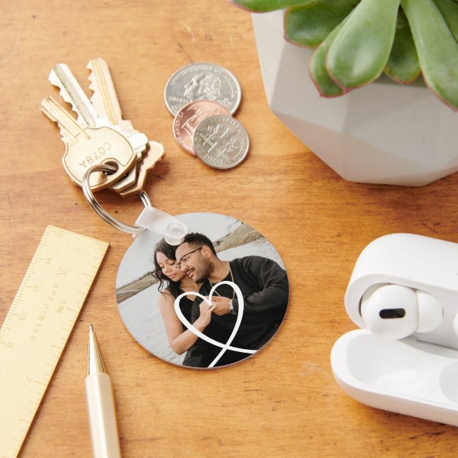 Love heart personalised photo custom made key ring (Desk)