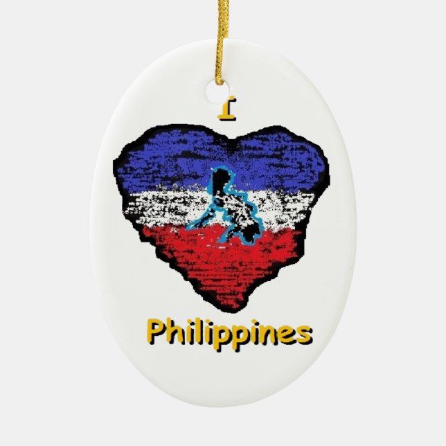 love heart philippines ceramic tree decoration (Front)
