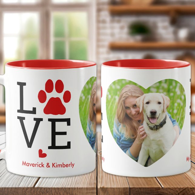 LOVE Heart Photo Custom Pet Dog Lover Valentine  Mug (Creator Uploaded)