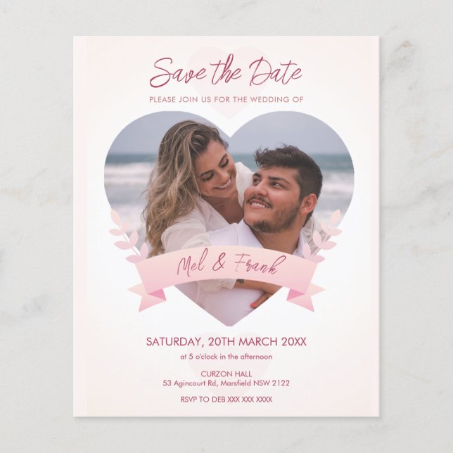 Love Heart Photo Save the Date Invitation Flyer (Front)
