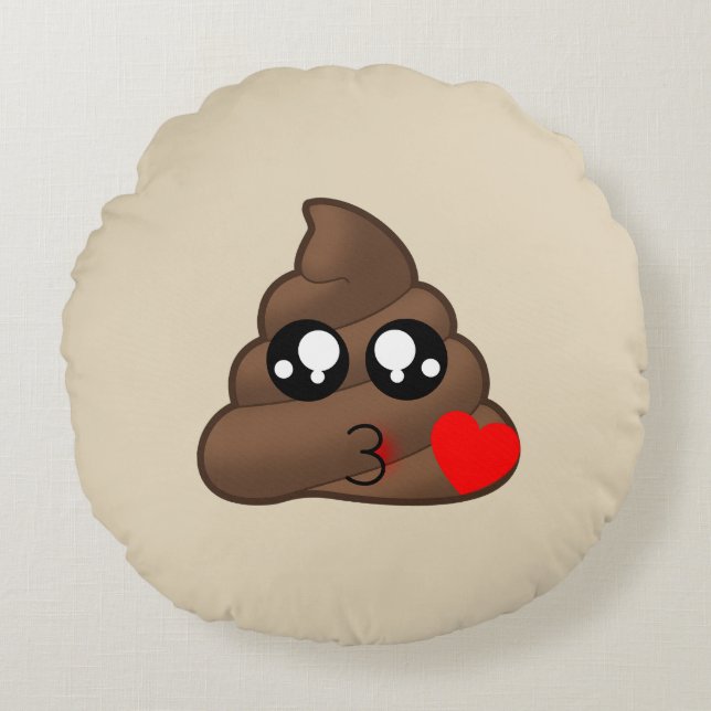 Love Heart Poop Emoji Pillow (Front)