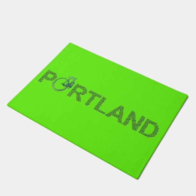 Love Heart Portland Oregon Bicycle Doormat (Angled)