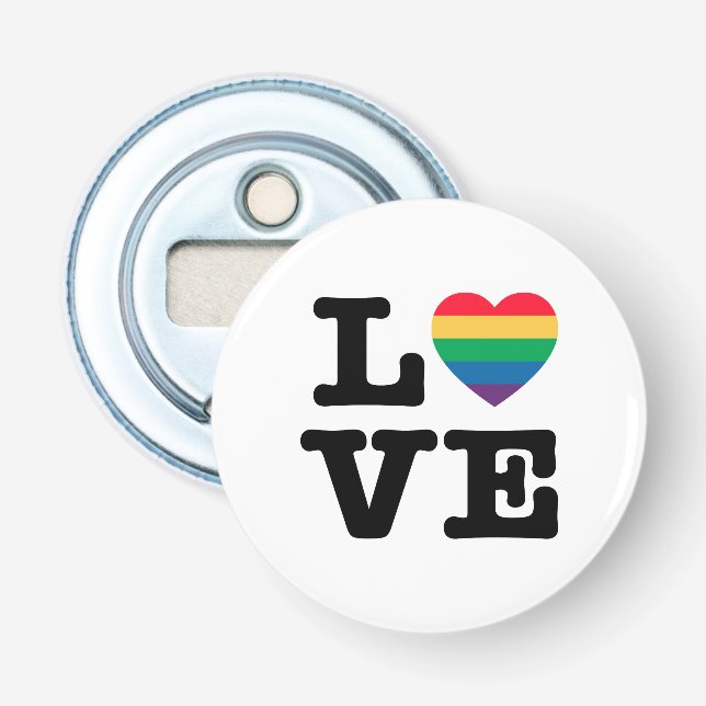 Love Heart Pride Bottle Opener Fridge Magnet (Front)