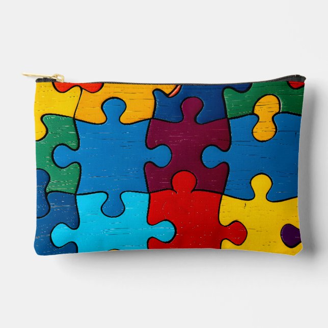 Love Heart Puzzle Acceptance Autism Awareness Accessory Pouch (Front)