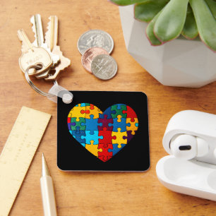 Love Heart Puzzle Acceptance Autism Awareness Key Ring