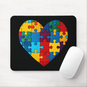 Love Heart Puzzle Acceptance Autism Awareness Mouse Pad