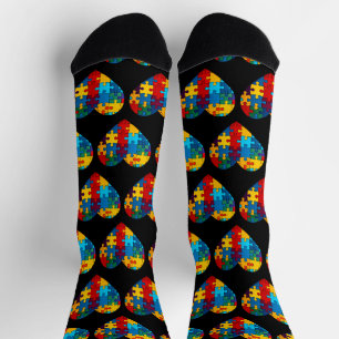 Love Heart Puzzle Acceptance Autism Awareness Socks