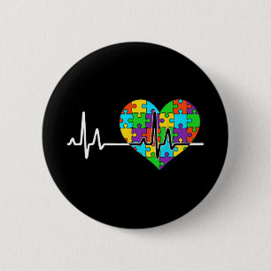 Love Heart Puzzle Acceptance Men Women Kids Autism 6 Cm Round Badge