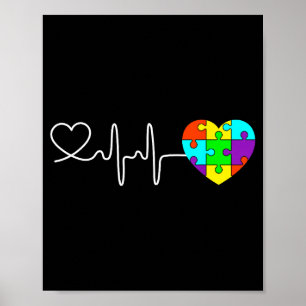 Love Heart Puzzle Acceptance Men Women Kids Autism Poster