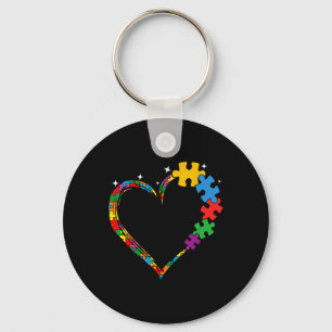Love Heart Puzzle Piece Men Women Kids Autism Awar Key Ring