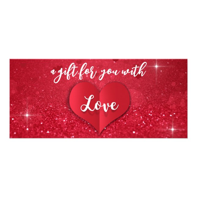 Love Heart Red Glitter Valentine's Day Gift Card (Front)