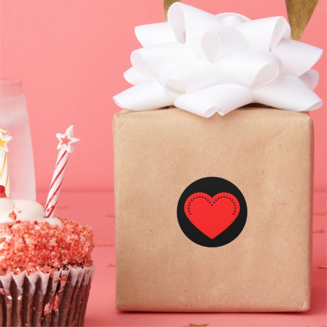Love Heart Red Valentine's Classic Round Sticker (Party)