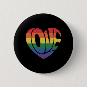 Love Heart retro 70s Groovy LGBT Rainbow Pride 6 Cm Round Badge